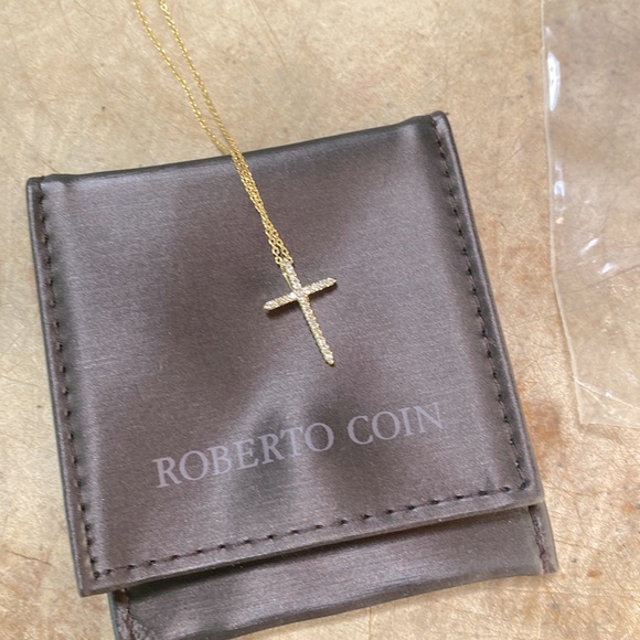 Roberto Coin Jewelry - Authentic Roberto Coin gold Cross necklace w/diamonds. Original pouch included.